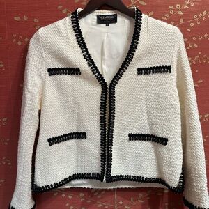 Vintage St. John Couture Cream and Black Textured Blazer